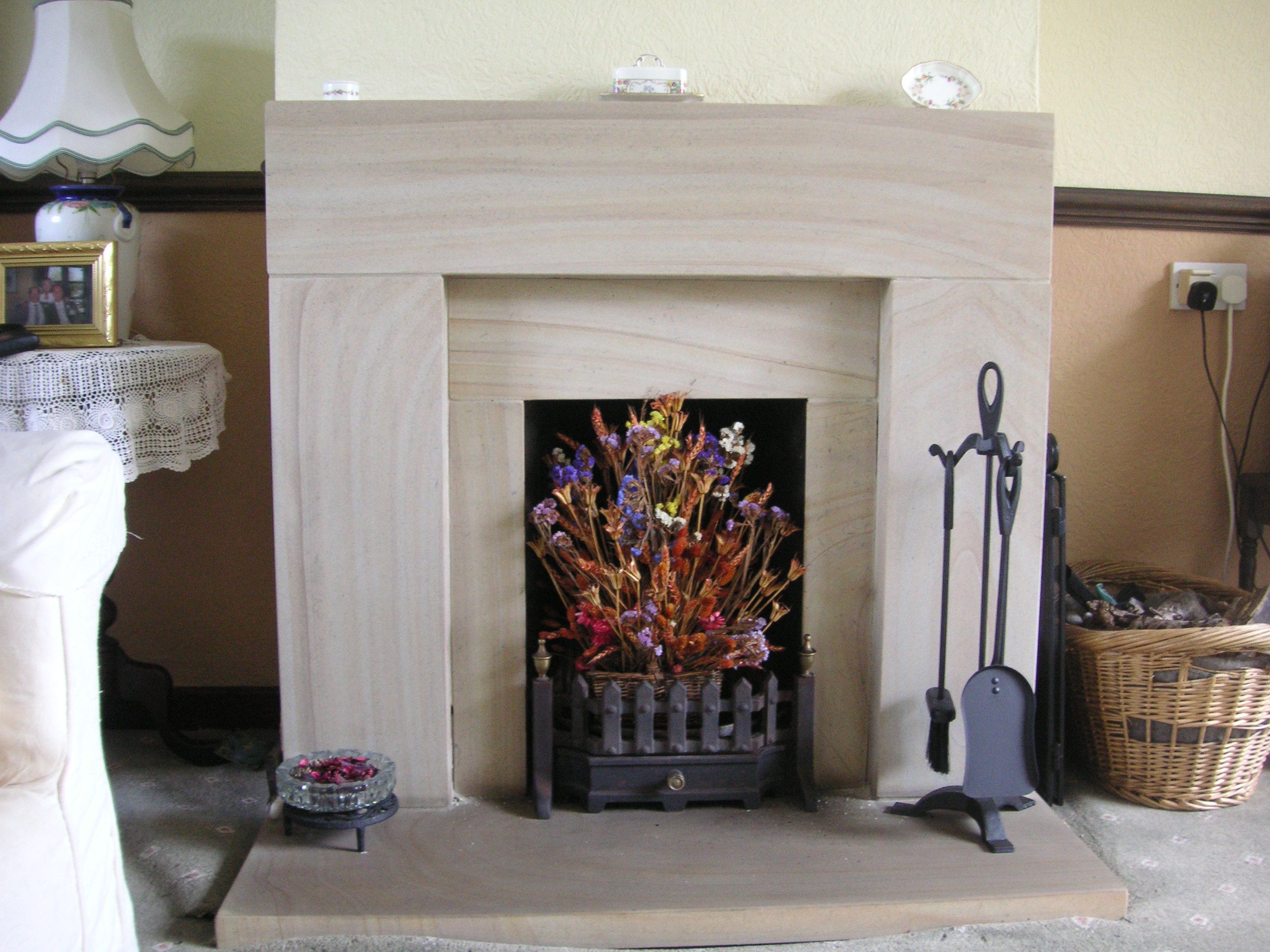 Contemporary fireplace sand stone